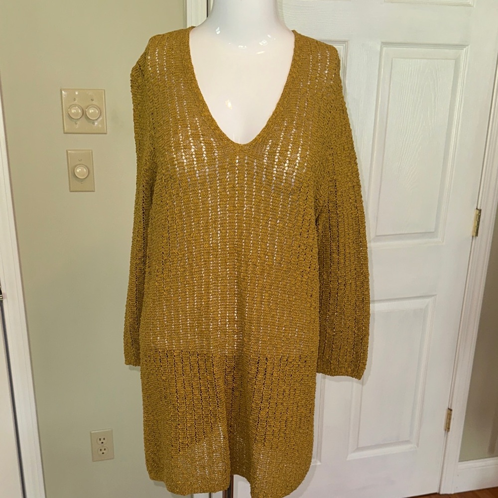J. Jill Mustard V-Neck Sweater